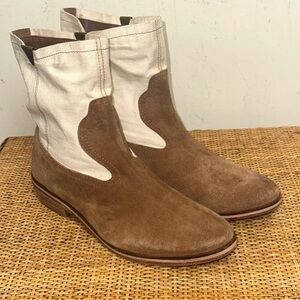 Stefanel Women’s 7.5 Western Suede Ankle Booties Brown Cowgirl Rodeo Riding Y2K